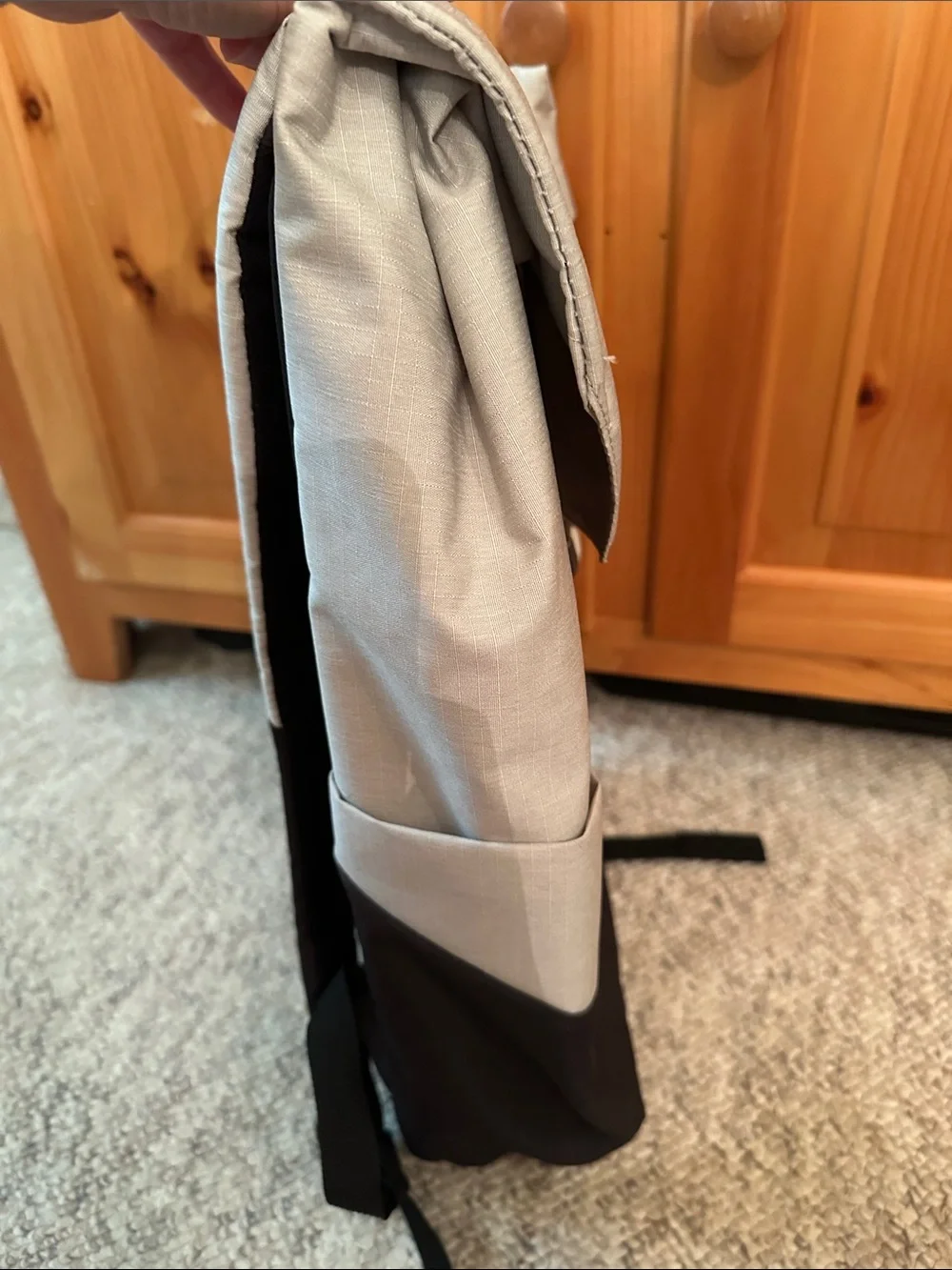 Thule Two-Tone Light Gray and Black Roll-Top Backpack new with tag